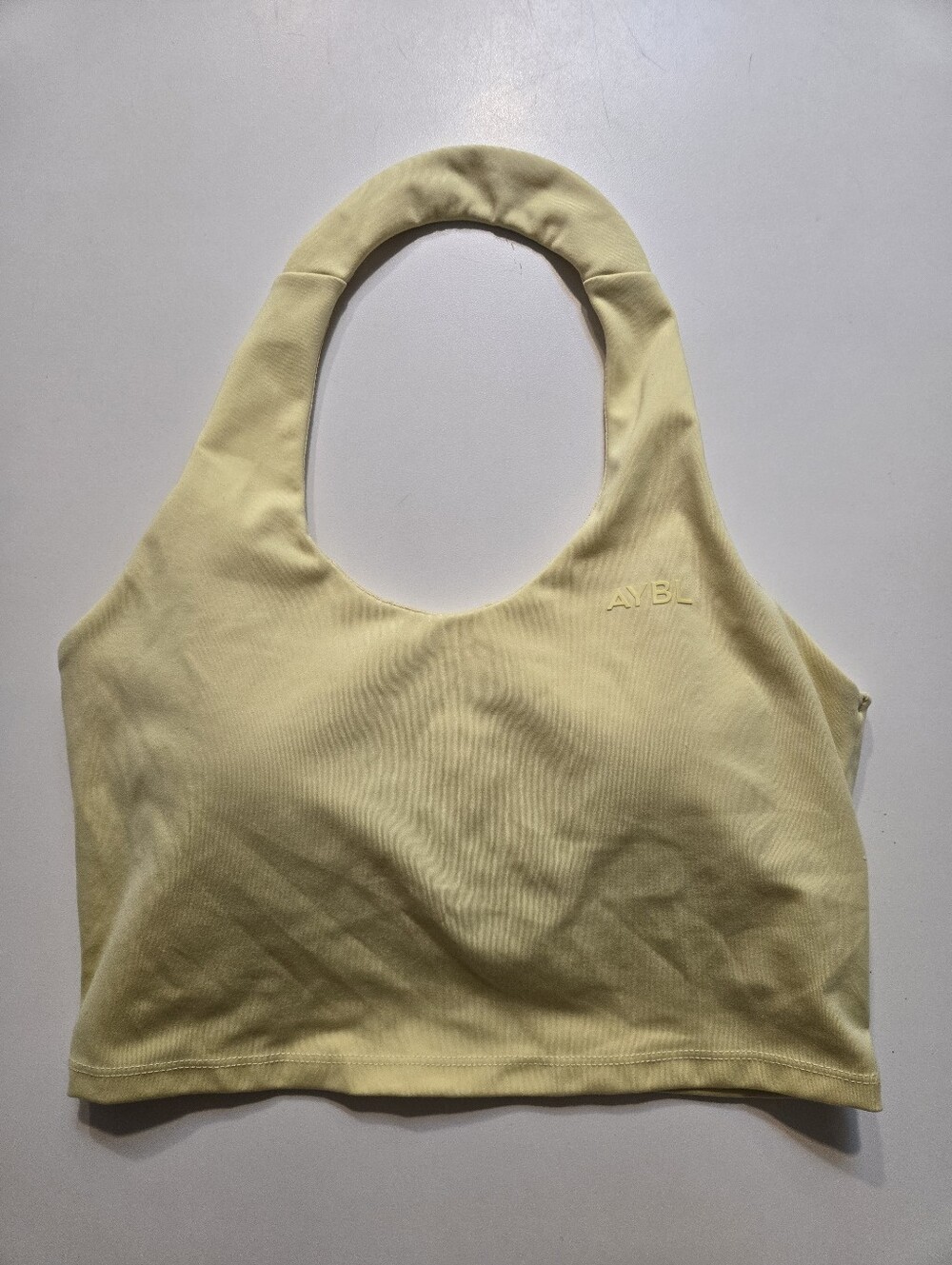 AYBL Staple Halter Neck Crop - Pastel Lemon Size Small
